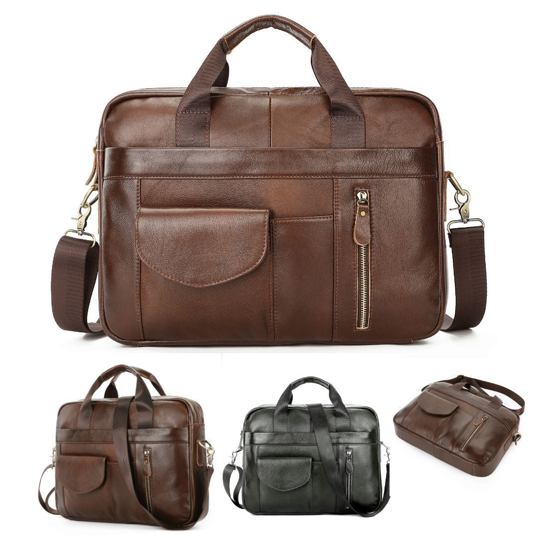 Sarah Express Structured Leather Crossbody Travel Briefcase