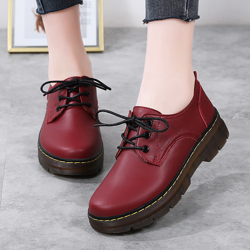 Sarah Express Retro British Style Cutout Leather Loafers