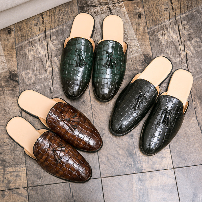 Sarah Express Men's Tassel Slip-On Brogue Mules