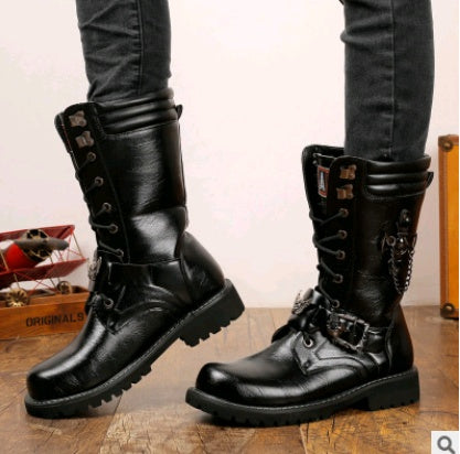 Sarah Express Men's Military Style Mid-Calf Combat Boots