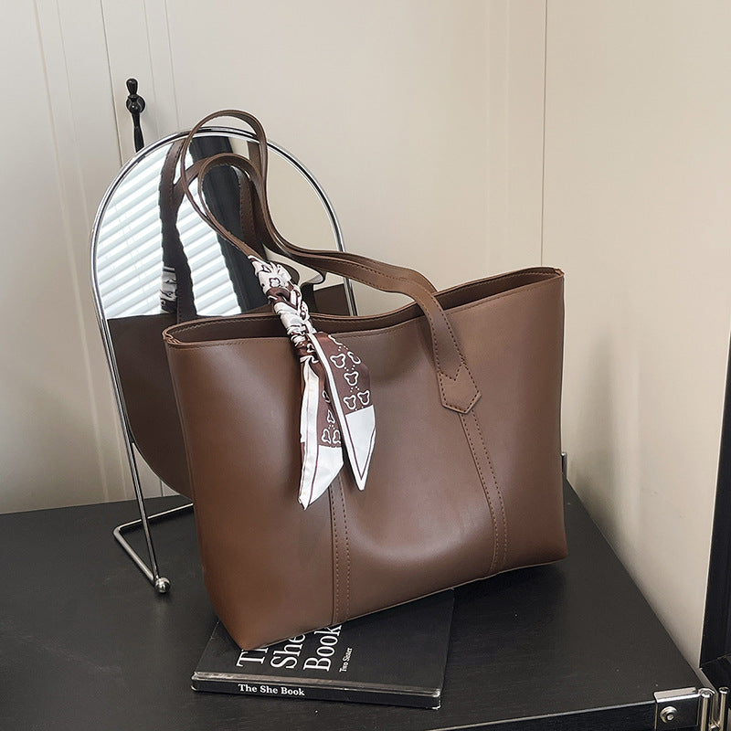 Sarah Express Structured PU Leather Commuter Shoulder Tote