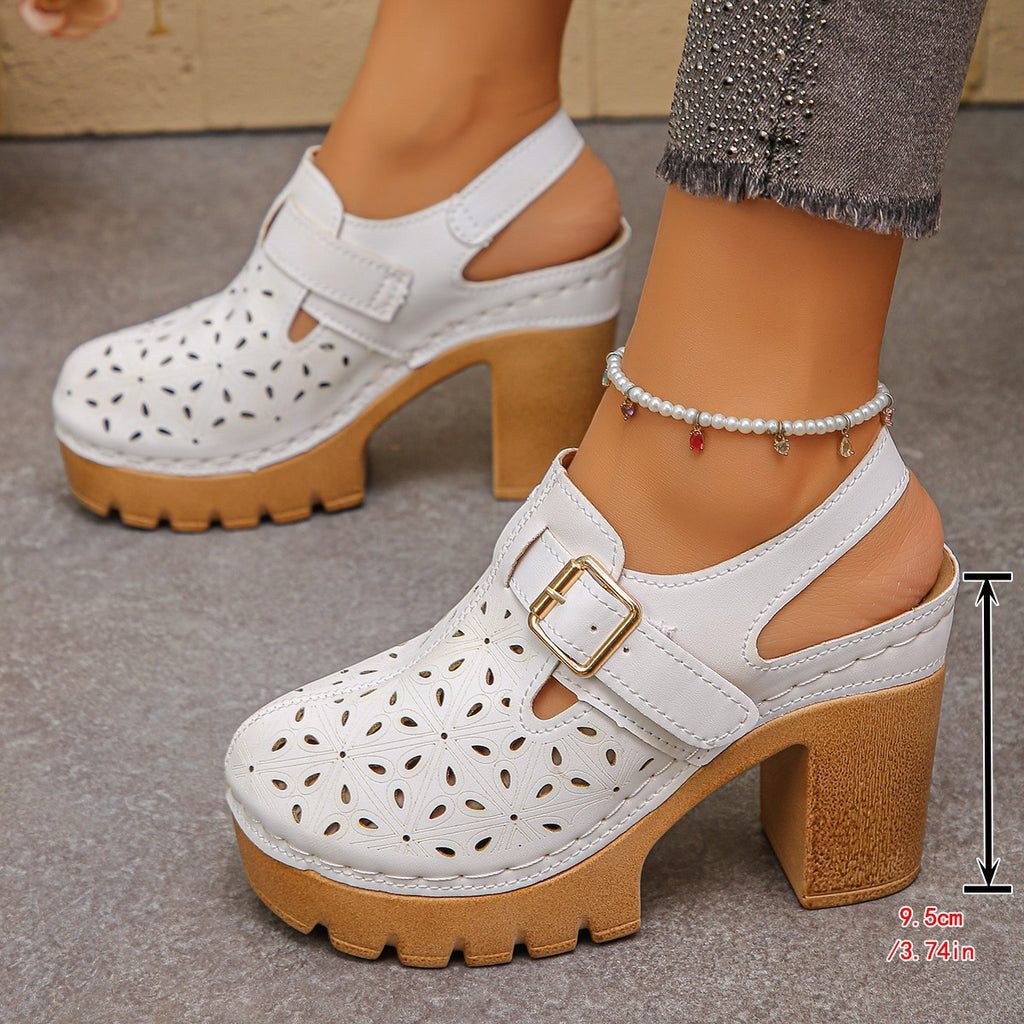 Sarah Express Cutout Platform Ankle Strap Sandals