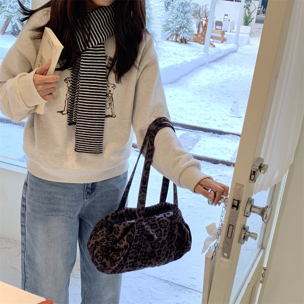 Sarah Express Leopard Print Soft Suede Tote Bag