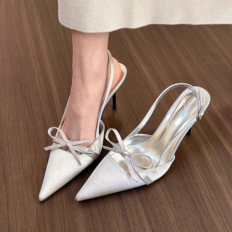 Sarah Express Bow Detail Pointed Toe Mid Heel Sandals