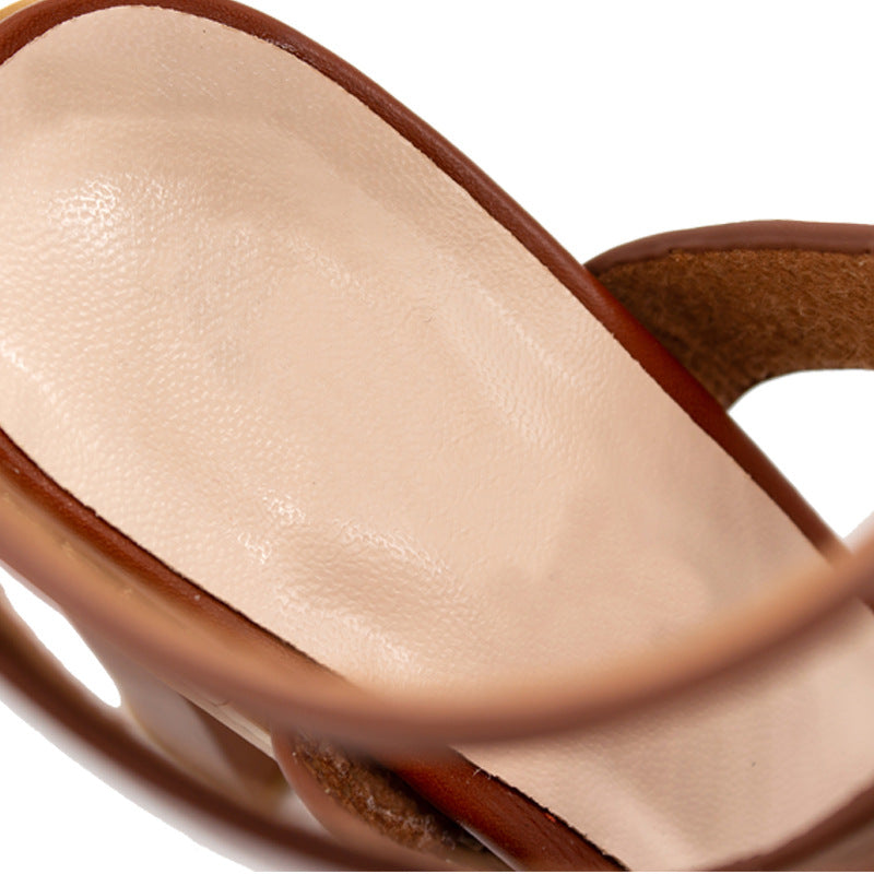 Sarah Express Plus-Size Chunky Heel Open-Toe Sandals