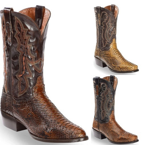 Sarah Express Men's Embroidered Patchwork Quilted Ankle Boots