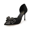 Sarah Express Embellished Bow Pointed Toe High Heels Black 8cm