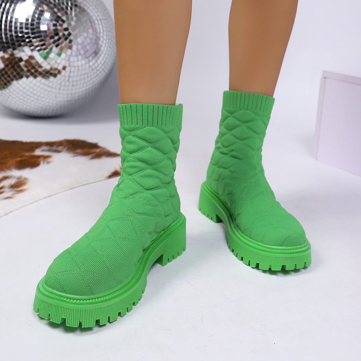 Sarah Express Quilted Mesh Sock Ankle Boots