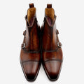 Sarah Express Handmade Leather Buckle Casual Boots Brown
