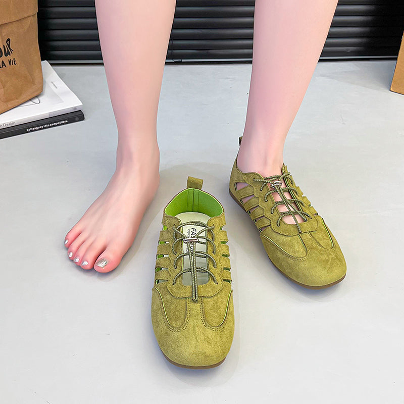 Sarah Express Breathable Hollow Lace-Up Platform Flats