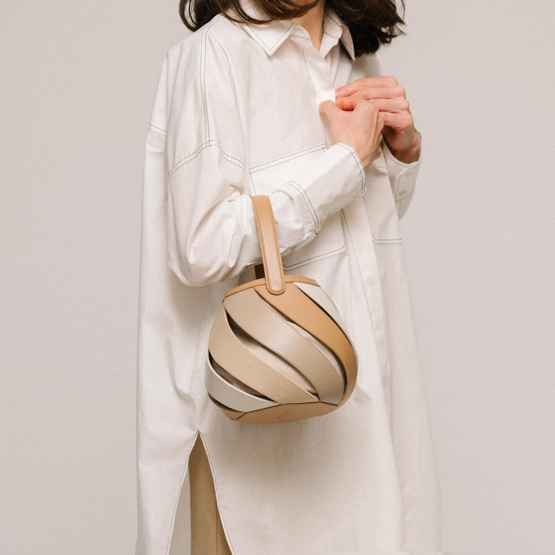 Sarah Express Contrast Color Quilted Cylindrical Bucket Bag