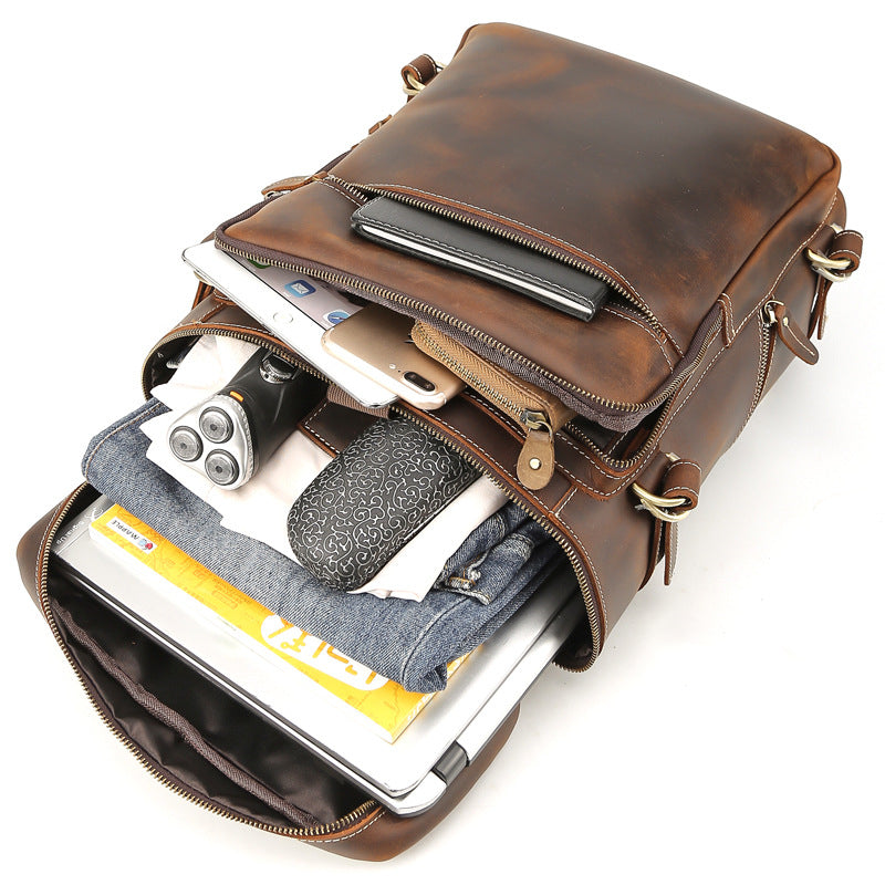 Sarah Express Structured Brown Leather Commuter Backpack