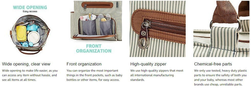 Sarah Express Large Capacity Multi-Piece Diaper Tote Bag