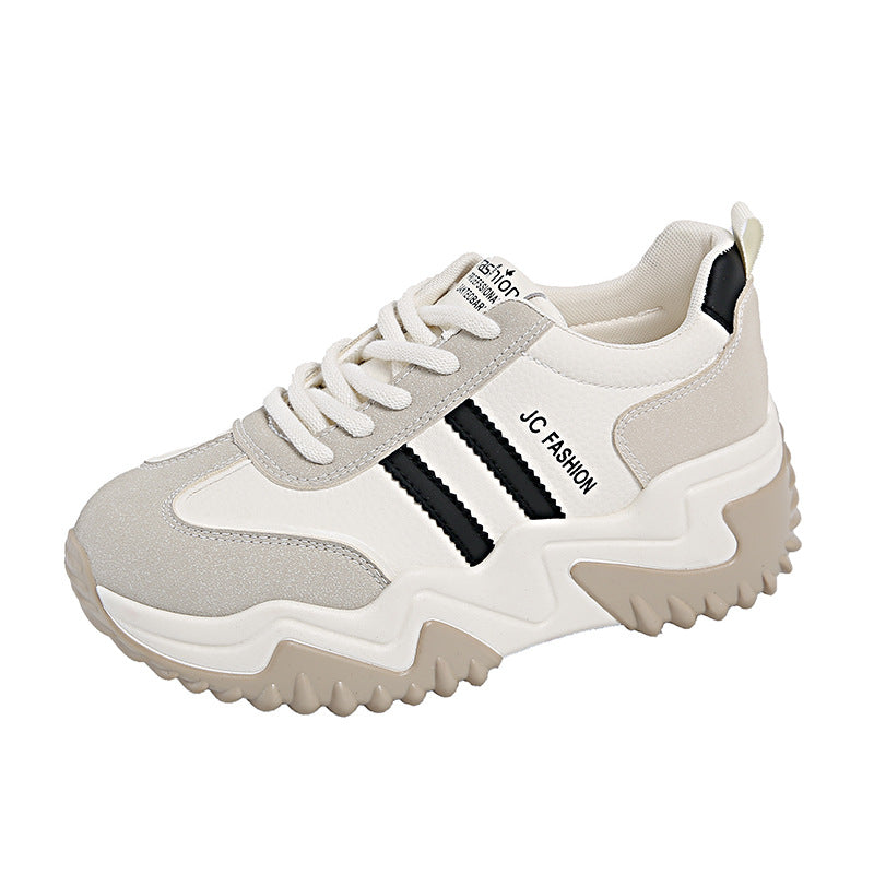 Sarah Express Women's Platform Sneakers with Thick Sole Apricot
