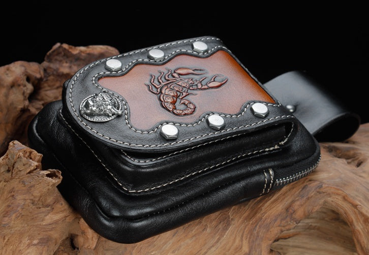 Sarah Express Leather Scorpion Embossed Belt Pouch