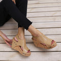 Sarah Express Women's Roman Style Wedge Sandals Beige white