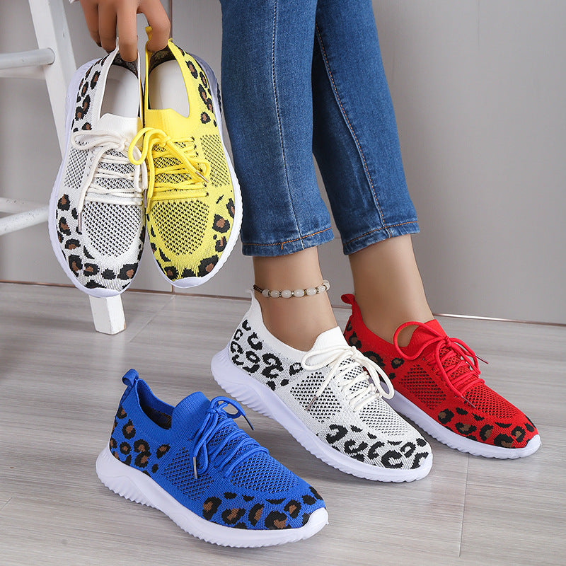 Sarah Express Women's Lightweight Leopard Print Casual Sneakers