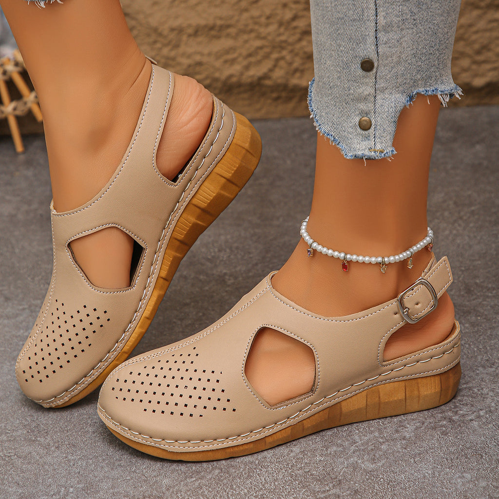 Sarah Express Women's Platform Buckle Slip-On Slides