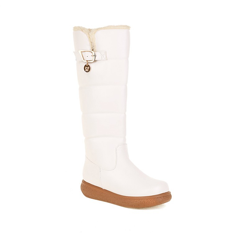 Sarah Express Fleece-Lined High Boots with Side Zipper White