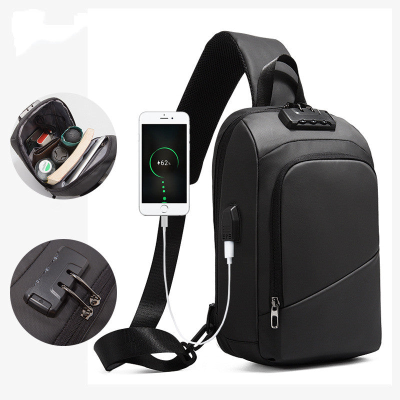 Sarah Express Anti-Theft Lockable USB Charging Messenger Bag Black