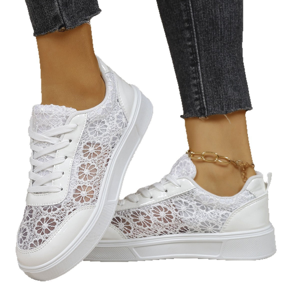 Sarah Express Cutout Breathable Lace-Up Platform Sneakers