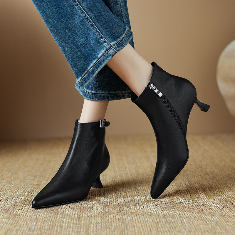 Sarah Express Pointed-Toe Stiletto Ankle Boots with Buckle