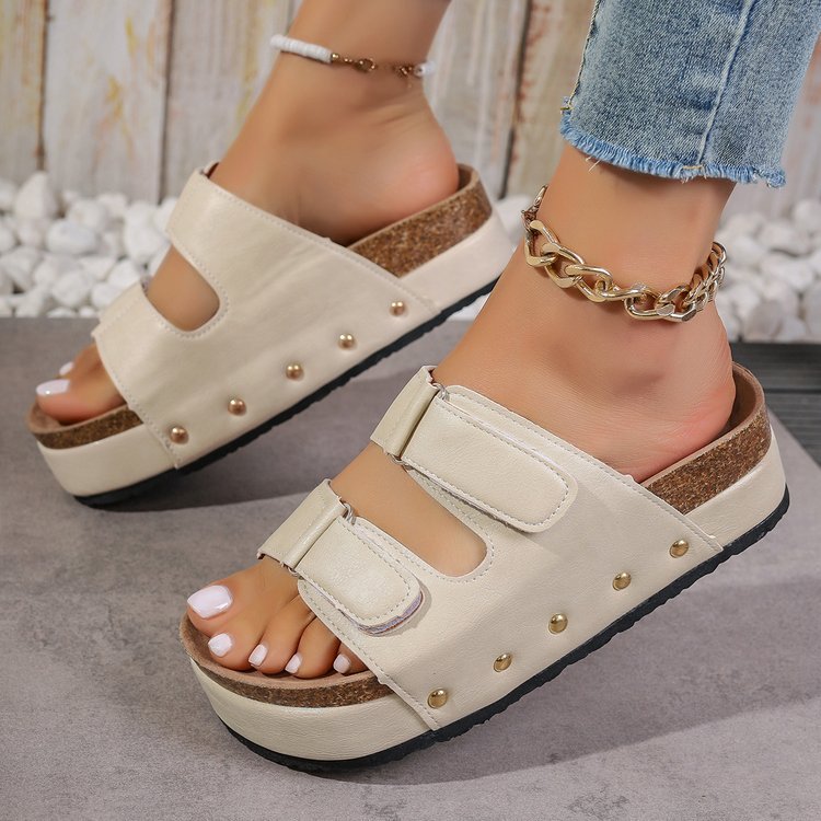 Sarah Express Women's Platform Sandals with Rivet Details