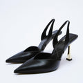 Sarah Express Pointed Toe Slingback Heels Black