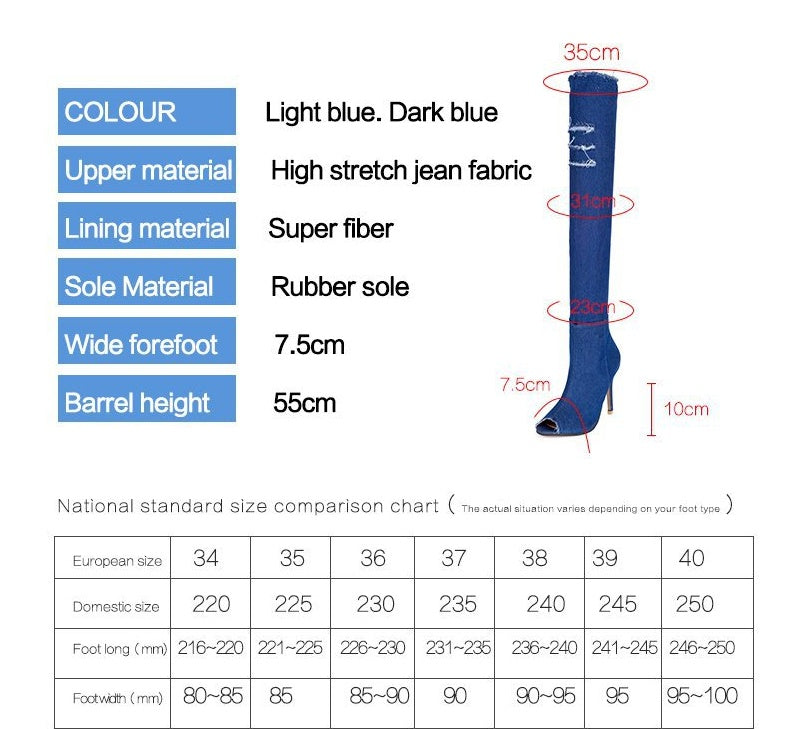Sarah Express Stretch Denim Knee-High Stovepipe Boots