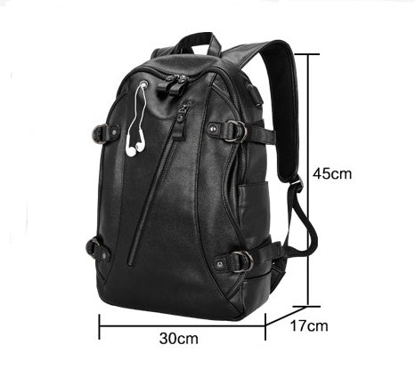 Sarah Express Ergonomic USB Charging Leather Backpack