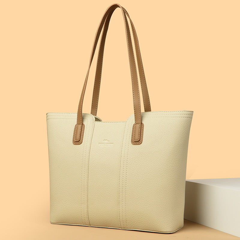 Sarah Express Structured Business Commute Tote Handbag Beige