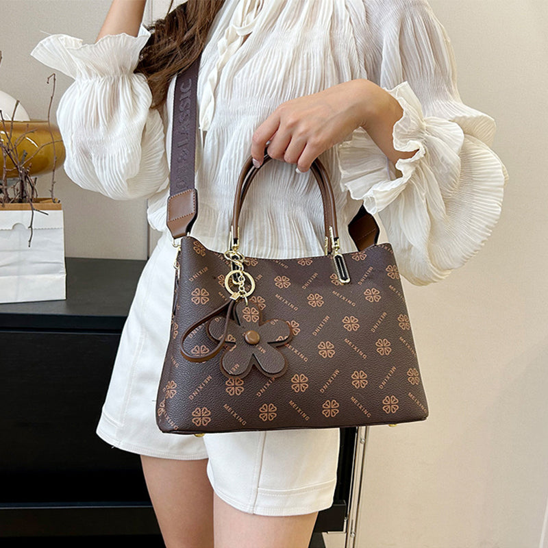 Sarah Express Printed Tote Bag With Flower Pendant