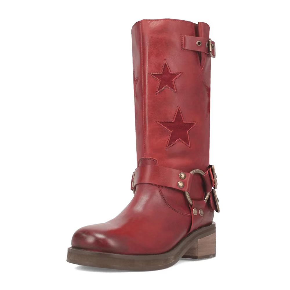 Sarah Express Women's Stitched Belt Buckle Ankle Boots