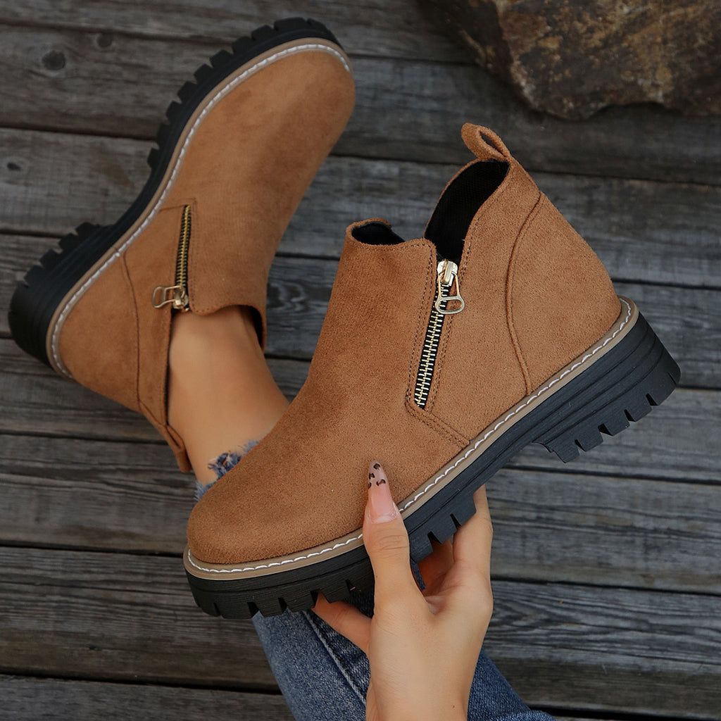 Sarah Express Suede Ankle Boots With Side Zipper