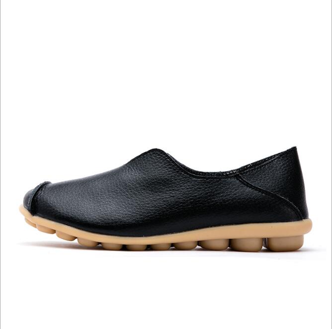 Sarah Express Genuine Leather Slip On Flat Shoes Black