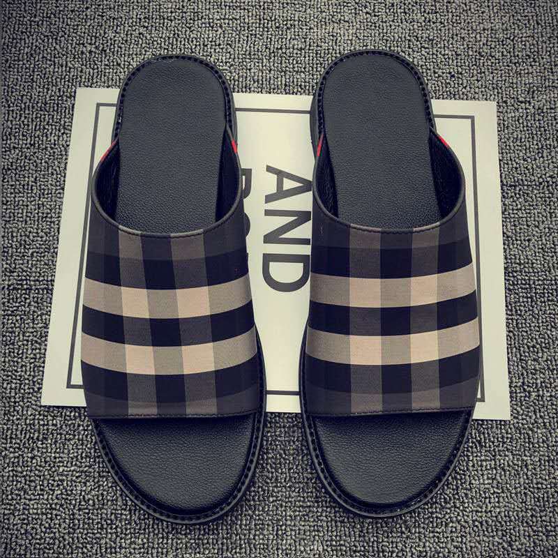 Sarah Express Plaid Pattern Open Toe Casual Slippers