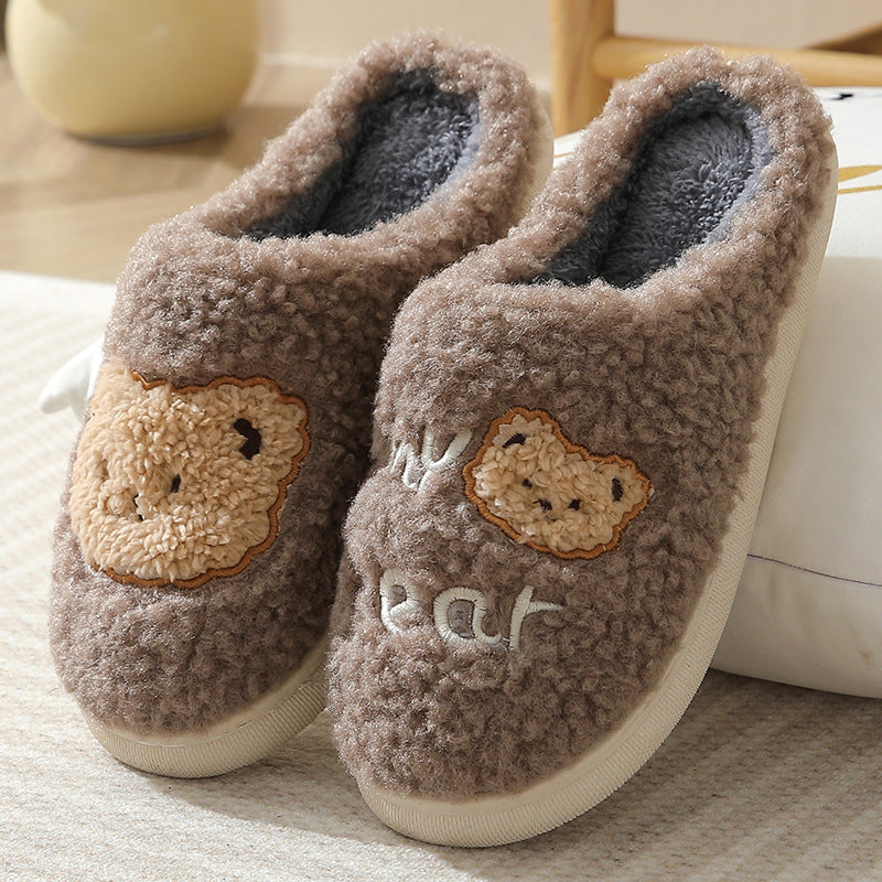 Unisex Bear Plush Indoor House Slippers – lining detail alternate view 6