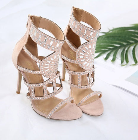 Sarah Express Rhinestone Embellished High Heel Sandals
