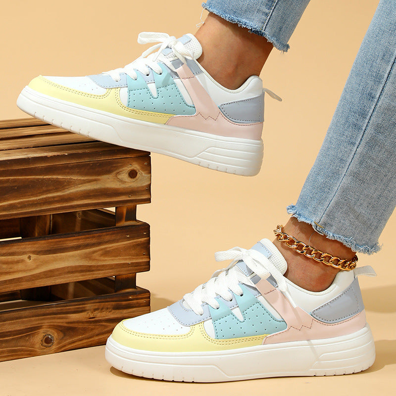 Sarah Express Colorblock Lace-Up Casual Platform Flats