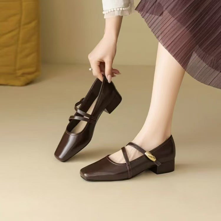 Sarah Express Square Toe Mary Jane Flat Shoes