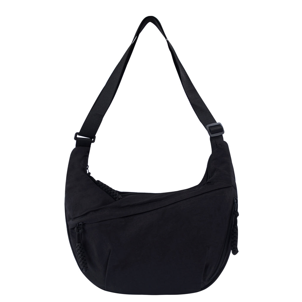Sarah Express Lightweight Nylon Dumpling Crossbody Shoulder Bag Black 34x5x22cm