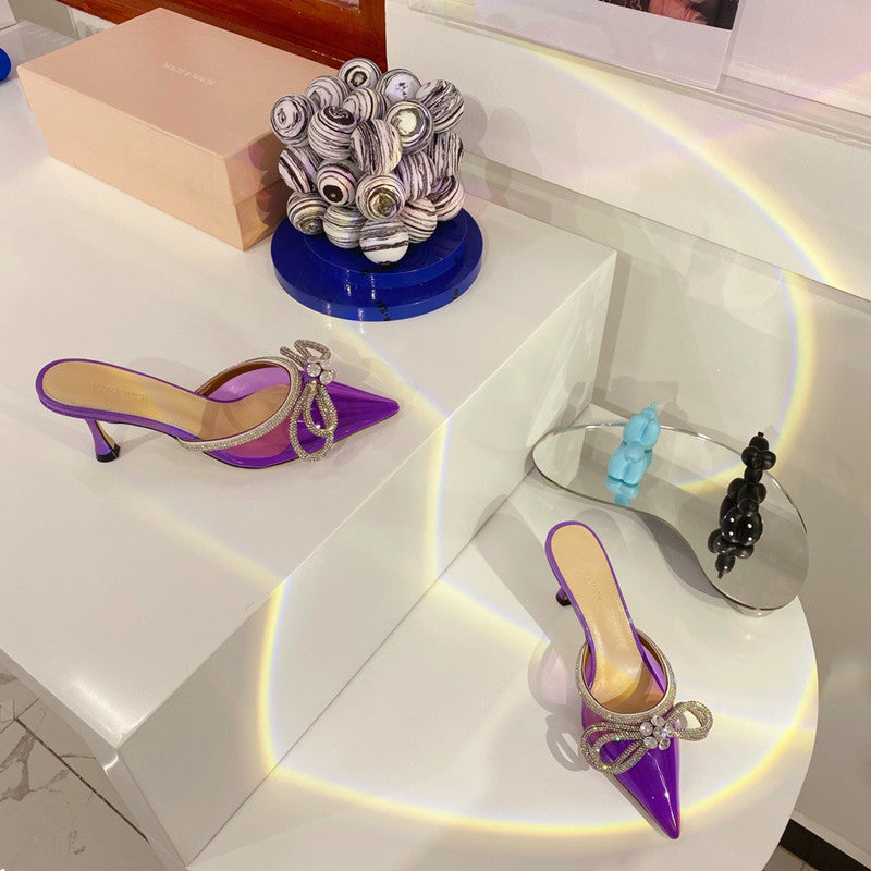 Sarah Express Rhinestone Bow Pointed-toe Stiletto Sandals