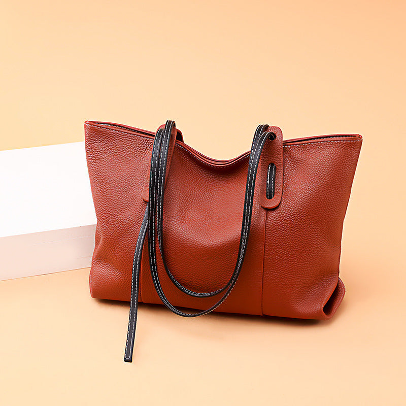 Sarah Express Genuine Cowhide Leather Patchwork Shoulder Bag