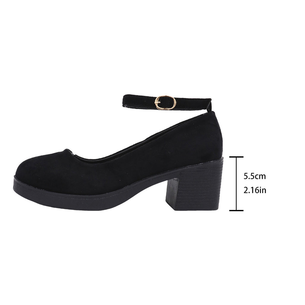 Sarah Express Chunky Heel Suede Mary Jane Pumps