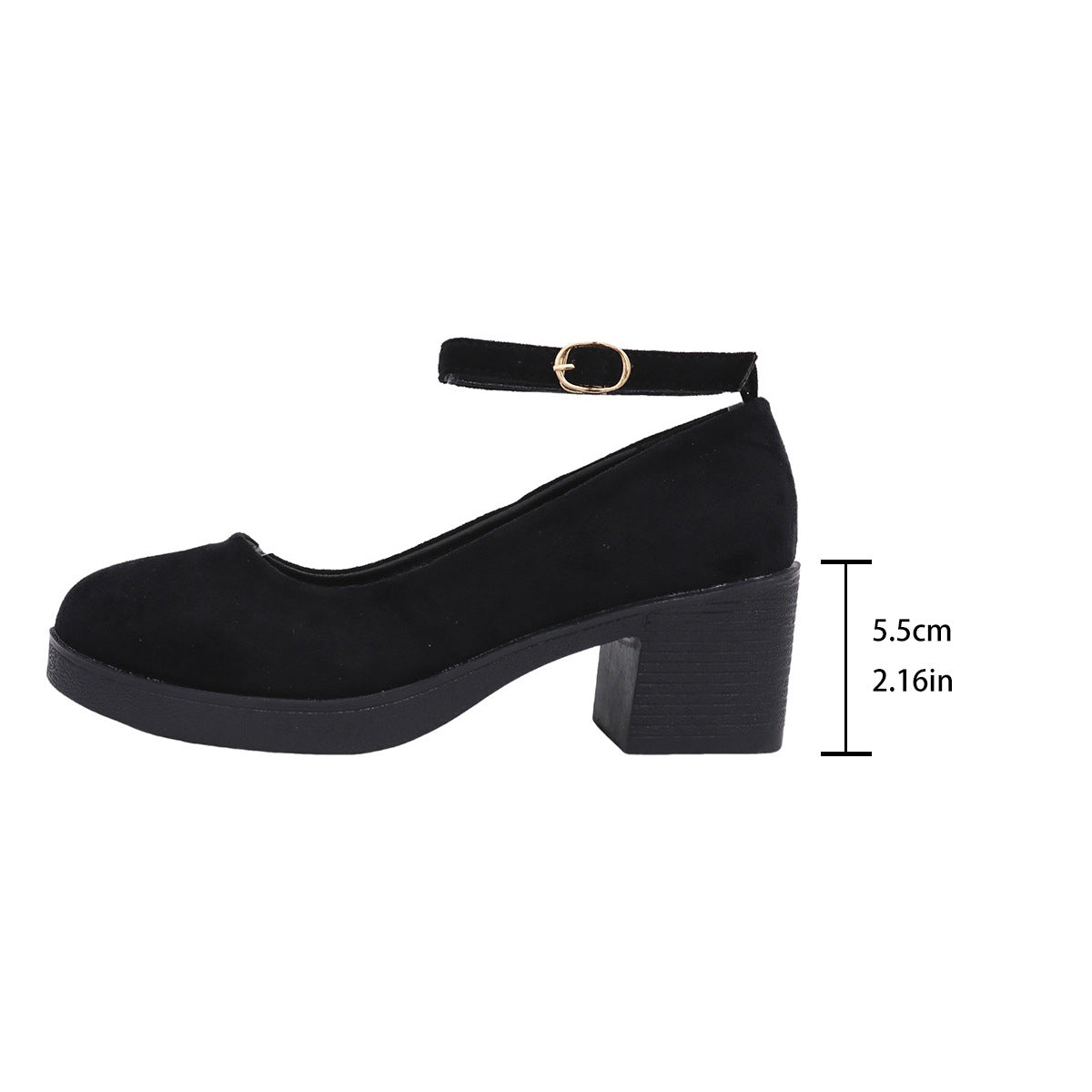 Sarah Express Chunky Heel Suede Mary Jane Pumps