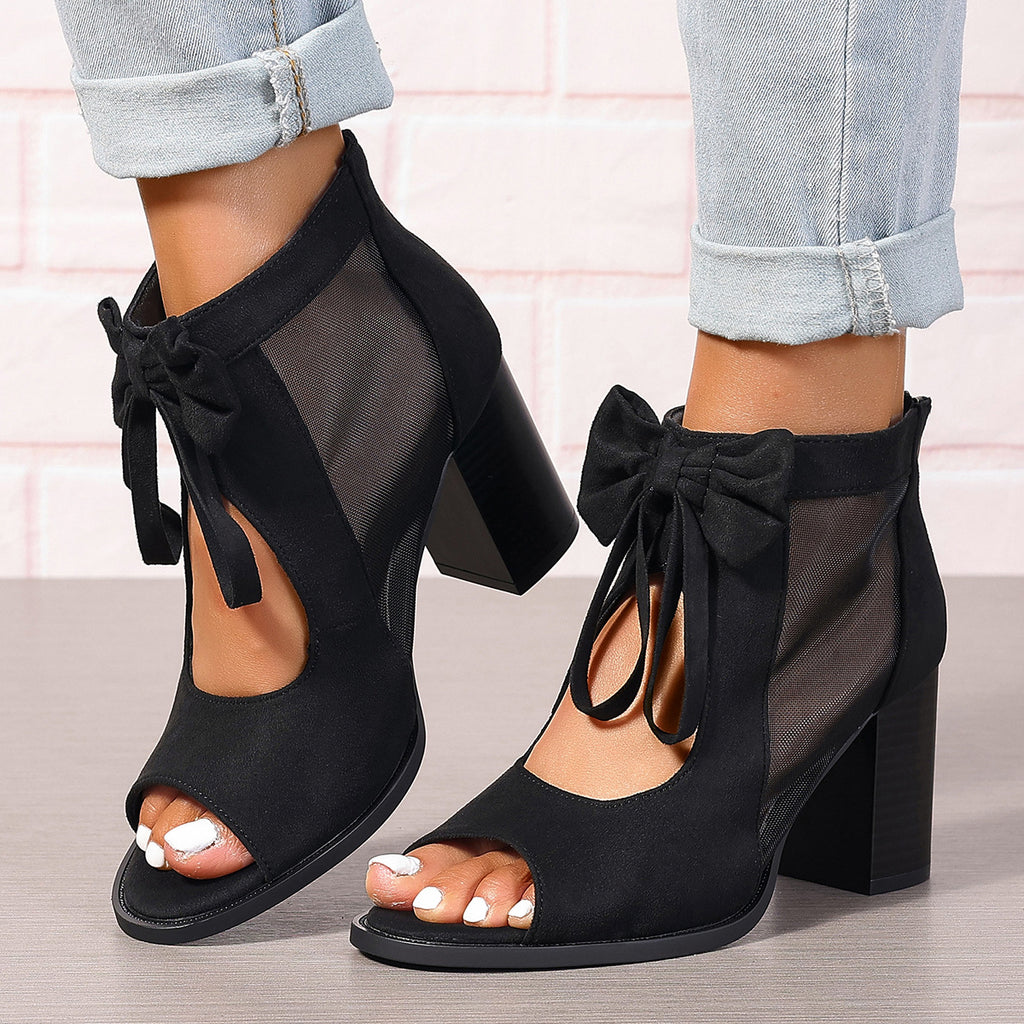 Sarah Express Platform Chunky Heel Bow Sandals