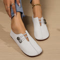Sarah Express Casual Square Toe Button Slip-on Loafers Beige