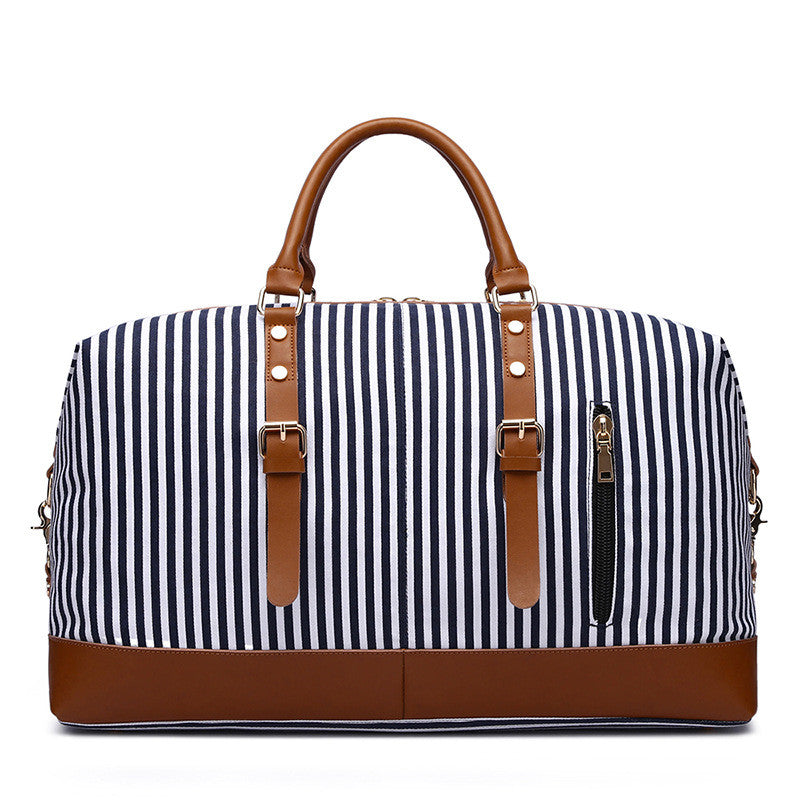 Sarah Express Striped Canvas Messenger Travel Bag Blue stripes