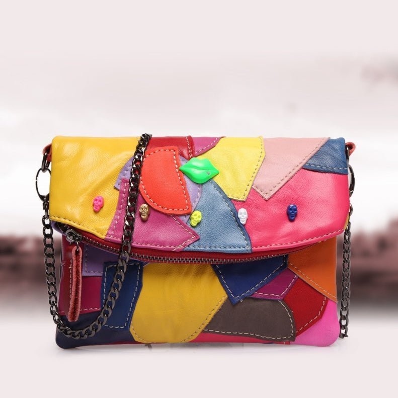 Sarah Express Patchwork Leather Envelope Crossbody Shoulder Bag