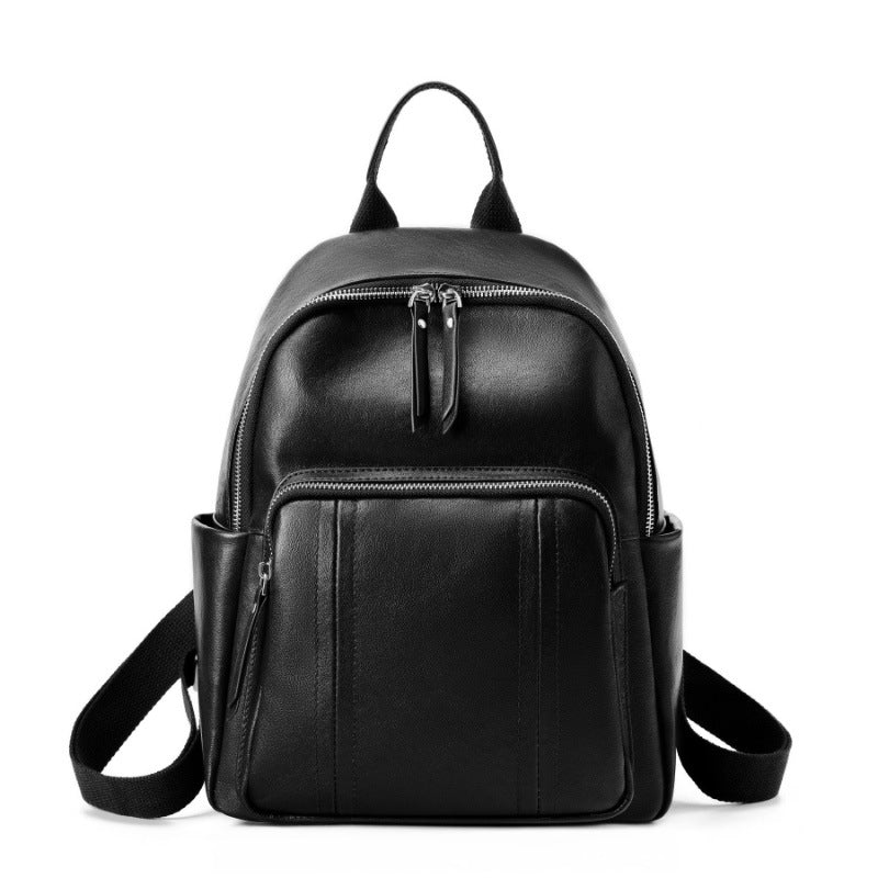 Sarah Express Genuine Cowhide Leather Travel Backpack Black 24x12x33cm